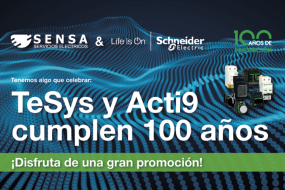 Sensa Servicios Eléctricos celebra los 100 años de las gamas TeSys y Acti9 de Schneider Electric con una gran promoción