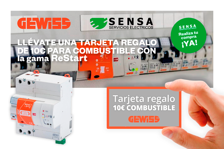 Consigue combustible gratis comprando la línea ReStart de Gewiss en Sensa Servicios Eléctricos