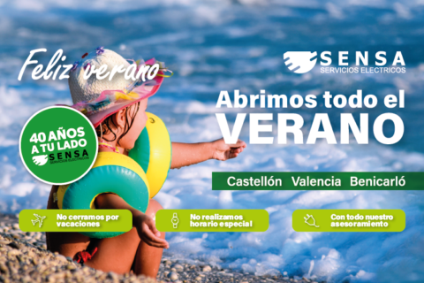 Sensa Servicios Eléctricos permanecerá abierto durante todo el verano